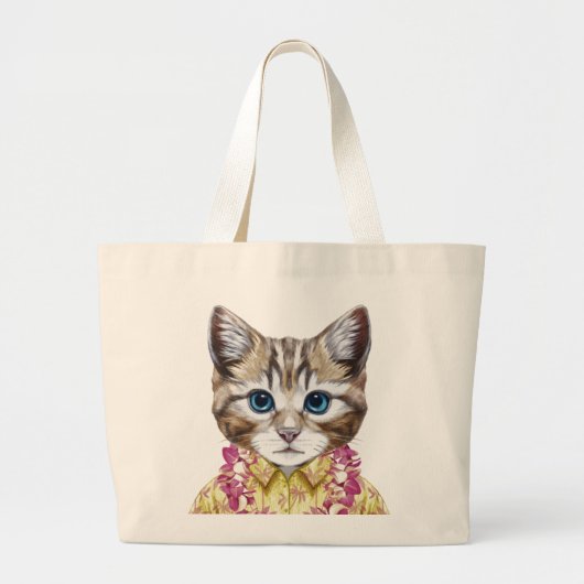 Hawaiian Kitty Cat Grote Tote Bag (Voorkant)
