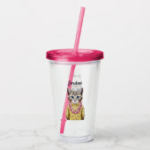 Hawaiian Kitty Cat | Jouw namen toevoegen Acryl Drinkbeker (Achterkant)