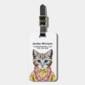 Hawaiian Kitty Cat | Jouw namen toevoegen Bagagelabel (Voorkant verticaal)