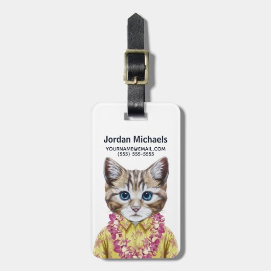 Hawaiian Kitty Cat | Jouw namen toevoegen Bagagelabel (Voorkant verticaal)