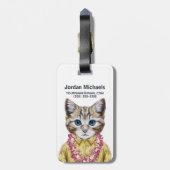 Hawaiian Kitty Cat | Jouw namen toevoegen Bagagelabel (Achterkant verticaal)