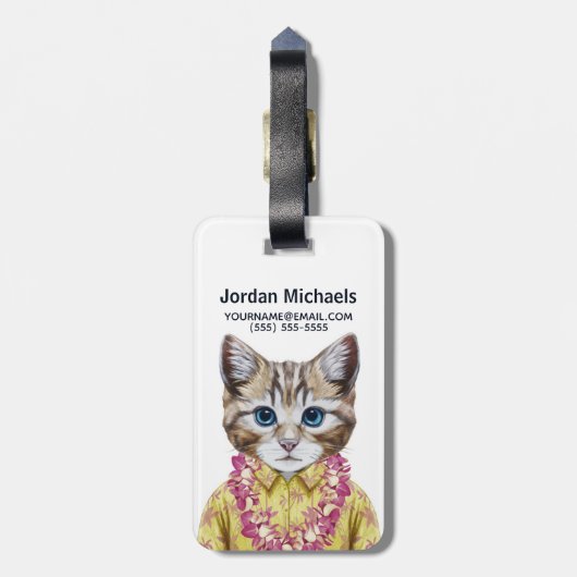 Hawaiian Kitty Cat | Jouw namen toevoegen Bagagelabel (Achterkant verticaal)