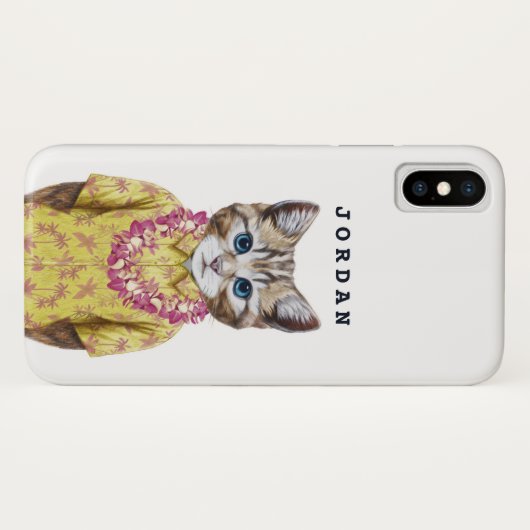 Hawaiian Kitty Cat | Jouw namen toevoegen Case-Mate iPhone Case (Achterkant (horizontaal))