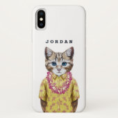 Hawaiian Kitty Cat | Jouw namen toevoegen Case-Mate iPhone Case (Achterkant)
