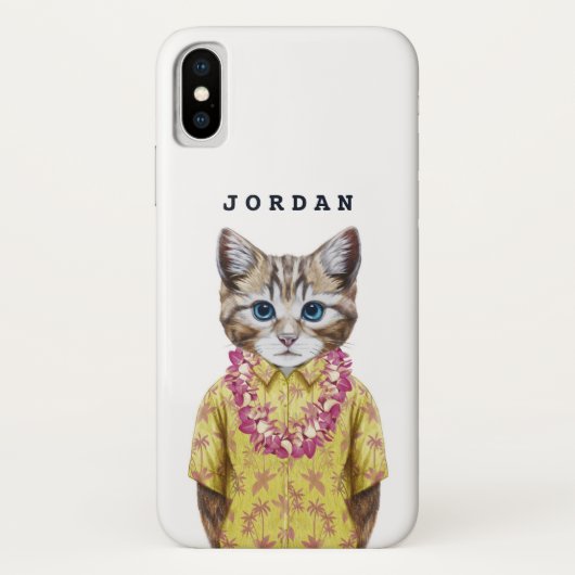 Hawaiian Kitty Cat | Jouw namen toevoegen Case-Mate iPhone Case (Achterkant)