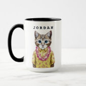 Hawaiian Kitty Cat | Jouw namen toevoegen Mok (Links)