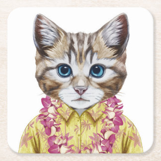 Hawaiian Kitty Cat Kartonnen Onderzetters