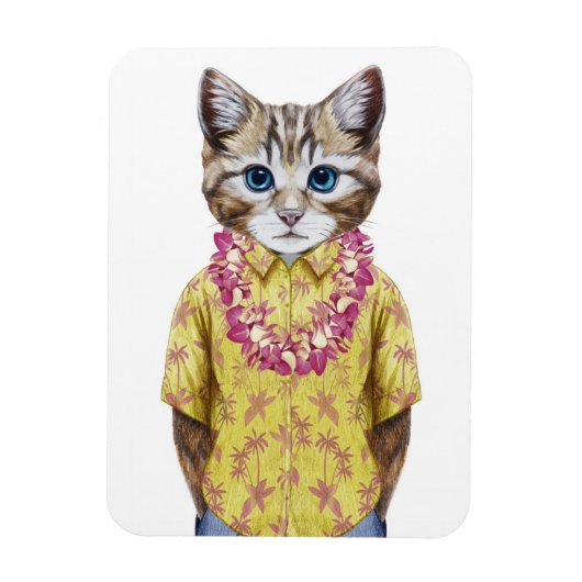 Hawaiian Kitty Cat Magneet (Verticaal)
