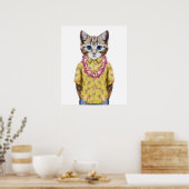 Hawaiian Kitty Cat Poster (Keuken)