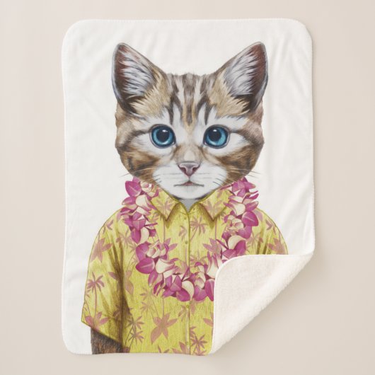 Hawaiian Kitty Cat Sherpa Deken (Voorkant)