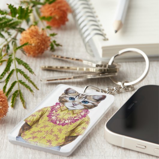 Hawaiian Kitty Cat Sleutelhanger (Voorkant Rechts)