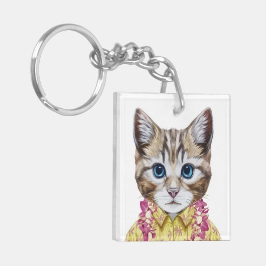 Hawaiian Kitty Cat Sleutelhanger (Voorkant Links)