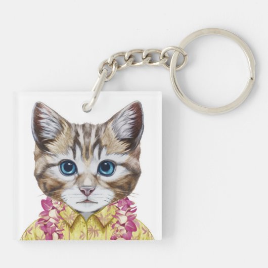 Hawaiian Kitty Cat Sleutelhanger (Achterkant)