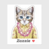 Hawaiian Kitty Cat Sticker (Vel)