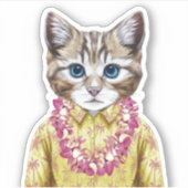 Hawaiian Kitty Cat Sticker (Voorkant)
