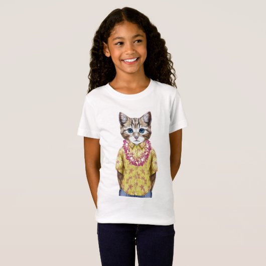 Hawaiian Kitty Cat T-shirt (Voorkant volledig)