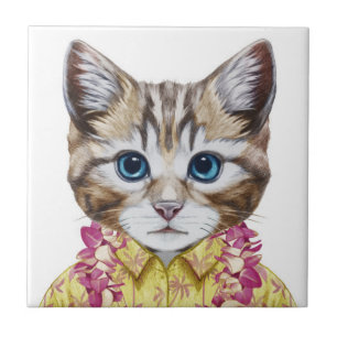 Hawaiian Kitty Cat Tegeltje