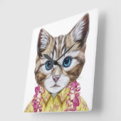 Hawaiian Kitty Cat Vierkante Klok (Hoek)