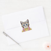 Hawaiian Kitty Cat Vierkante Sticker (Envelop)