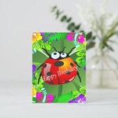 Hawaiian ladybug op een klaver met vier bladzijden briefkaart (Staand voorkant)