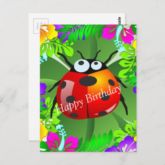Hawaiian ladybug op een klaver met vier bladzijden briefkaart (Voorkant / Achterkant)