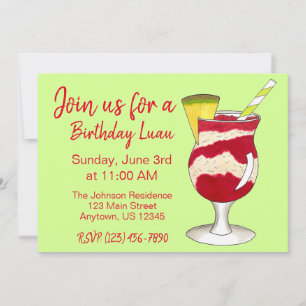 Hawaiian Lava Flow Cocktail Luau Island Party Kaart