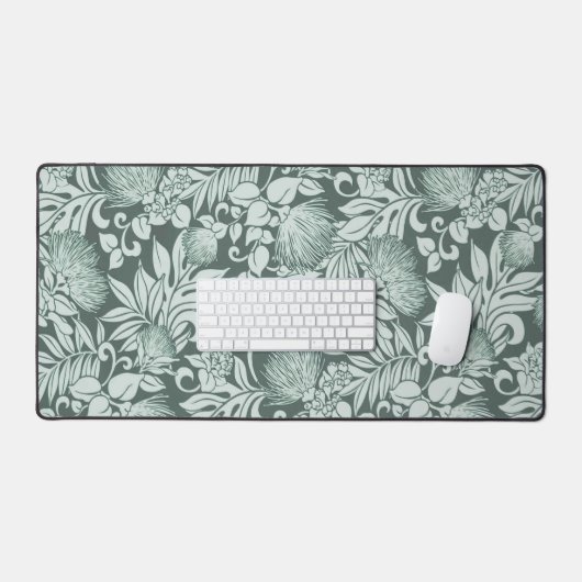 Hawaiian Lehua en Kukui in Seafoam Green Bureaumat (Keyboard & Muis)