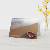 Hawaiian Lei & Beach Verjaardag Kaart (Gele Bloem)