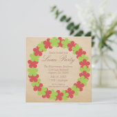 Hawaiian Lei Luau Party Invitation, Red en Green Kaart (Staand voorkant)