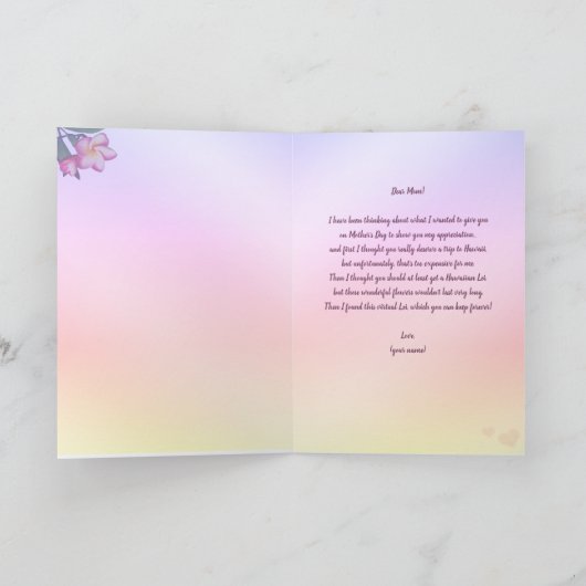 Hawaiian Lei met aanpasbare tekst-Moederdag Kaart (Binnen)