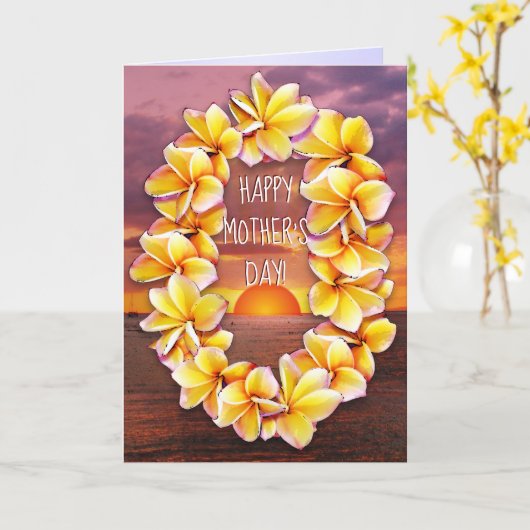 Hawaiian Lei met aanpasbare tekst-Moederdag Kaart (Gele Bloem)