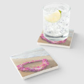 Hawaiian Lei op Sandy Beach Stenen Onderzetter (Zijkant)