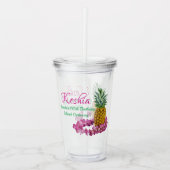 Hawaiian Lei & Pineapple Monogrammed Luau Thema Acryl Drinkbeker (Voorkant)