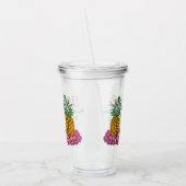 Hawaiian Lei & Pineapple Monogrammed Luau Thema Acryl Drinkbeker (Links)