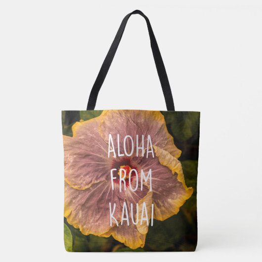 Hawaiian Lila Hibiscus Reversible Beach zak Tote Bag (Voorkant)