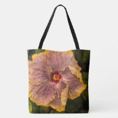 Hawaiian Lila Hibiscus Reversible Beach zak Tote Bag (Achterkant)
