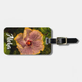 Hawaiian Lila Hibiscus uit Kauai - Aloha Bagagelabel (Voorkant horizontaal)