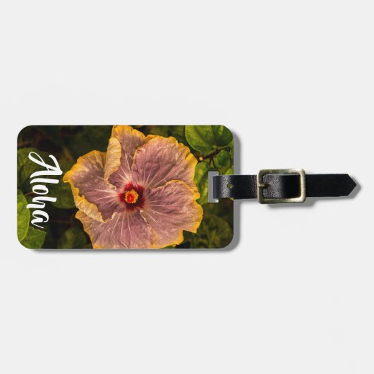 Hawaiian Lila Hibiscus uit Kauai - Aloha Bagagelabel (Voorkant horizontaal)