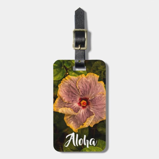 Hawaiian Lila Hibiscus uit Kauai - Aloha Bagagelabel (Voorkant verticaal)