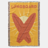 Hawaiian Longboard Surfboard  Retro Deken (Voorkant Verticaal)