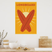 Hawaiian Longboard Surfboard  Retro Poster (Keuken)
