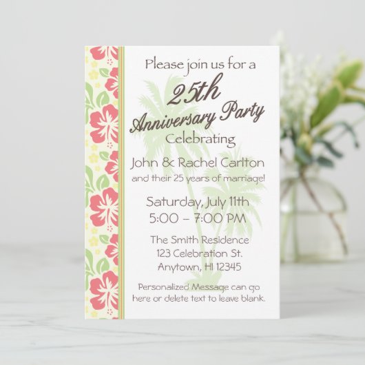 Hawaiian Luau 25e Jubileum Kaart (Staand voorkant)