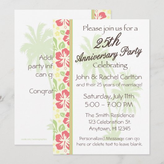 Hawaiian Luau 25e Jubileum Kaart (Voorkant / Achterkant)