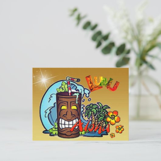 Hawaiian Luau Aankondigingskaart (Staand voorkant)