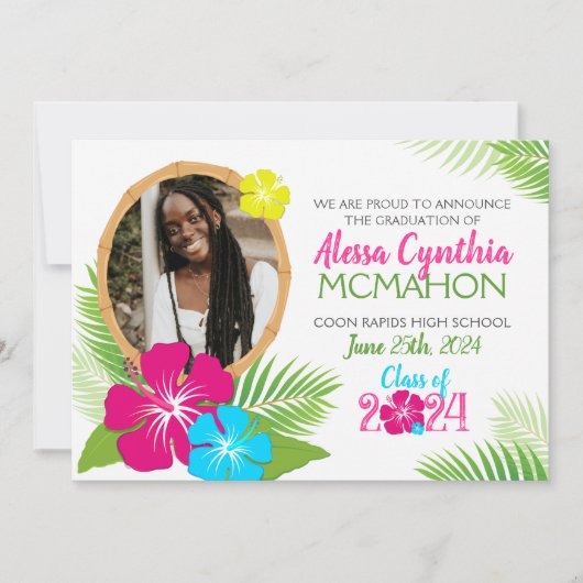 Hawaiian Luau Afstuderen 2 Foto aankondiging (Voorkant)