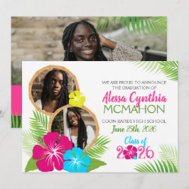 Hawaiian Luau Afstuderen 3 Foto aankondiging