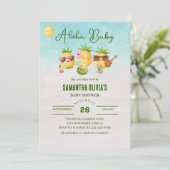 Hawaiian Luau Aloha Pineapple Baby shower Kaart (Staand voorkant)