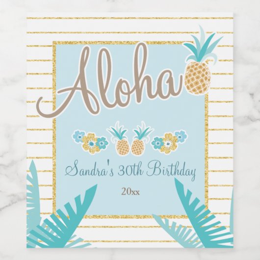 Hawaiian Luau, ananas Wijn Etiket (Enkel label)