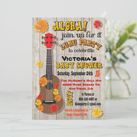 Hawaiian Luau Baby Shower Uitnodigingen (Staand voorkant)