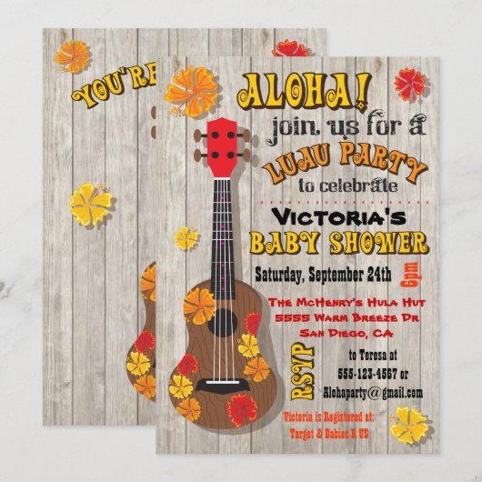 Hawaiian Luau Baby Shower Uitnodigingen (Voorkant / Achterkant)